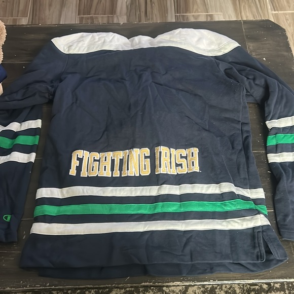 Notre Dame Hockey Hoodie with Green and White Stripes - Picture 2 of 2